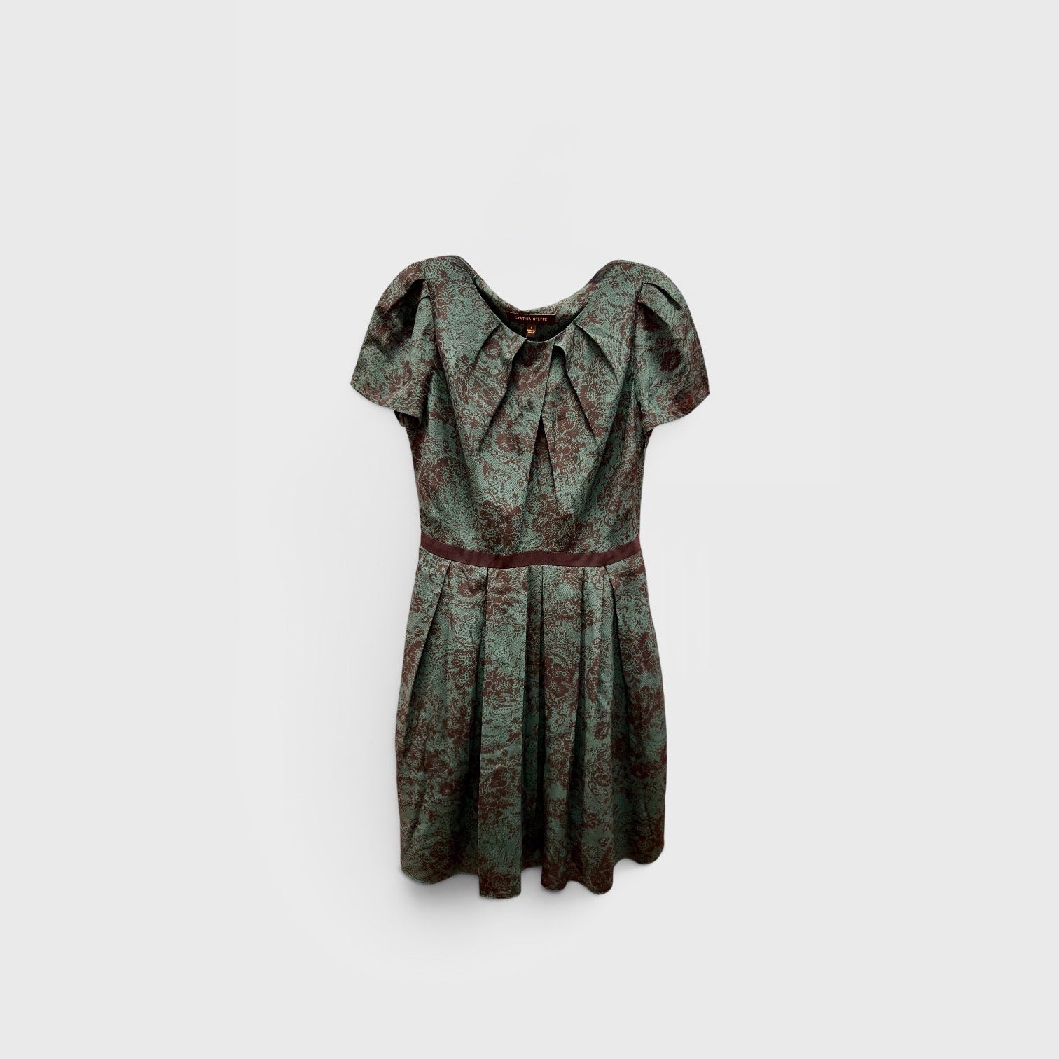 Cynthia Steffe Dark Green Floral Jacquard Dress Size: 4 *Donors & Volunteers Only*