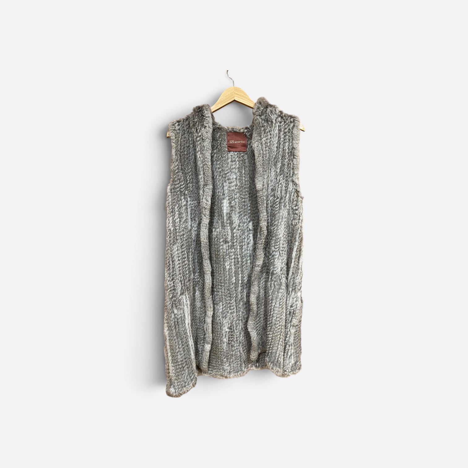 525 American 100% Rabbit Hair Sleeveless Hooded Open Cardigan Size: M *Volunteers Only*