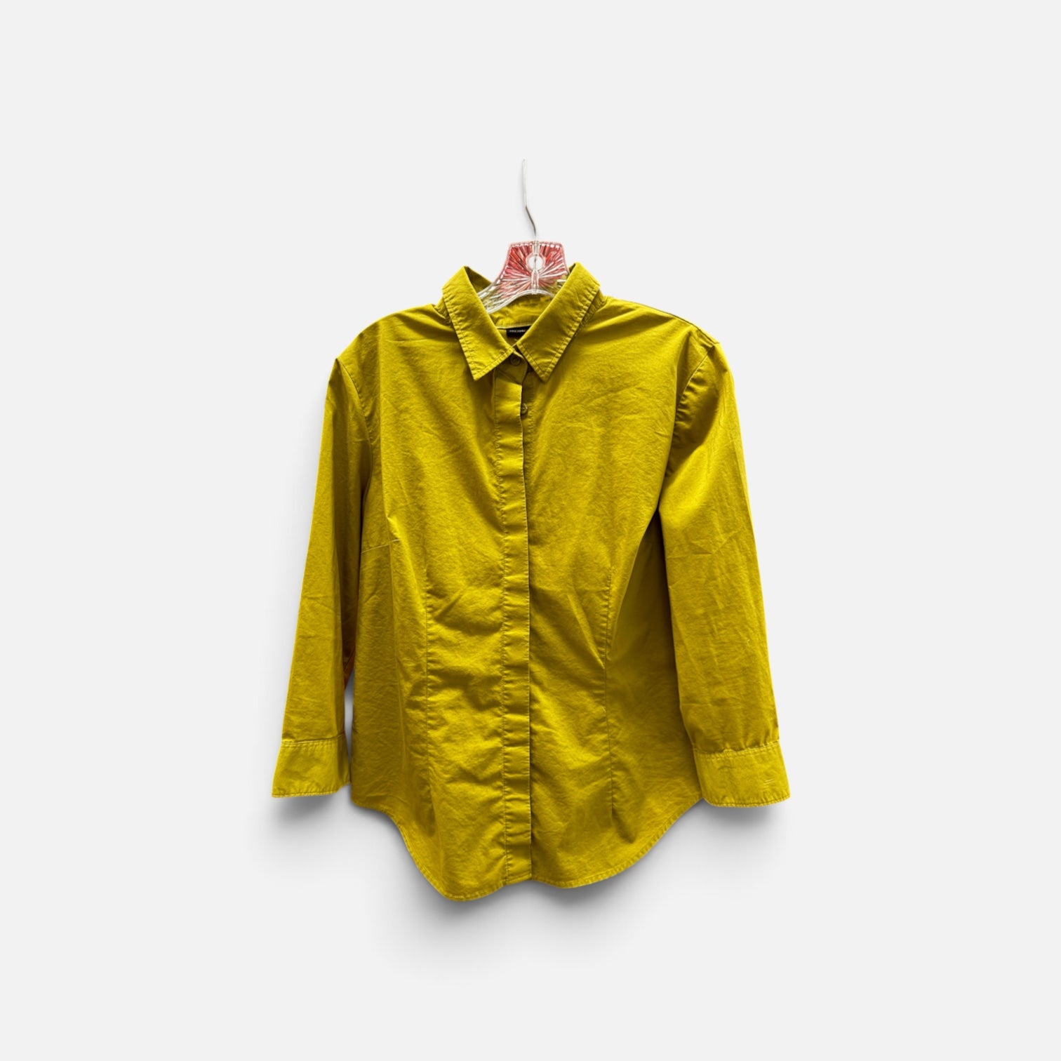 New York & Company Women's Yellow Button-up Blouse Size:L