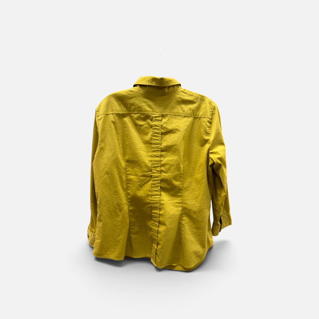 New York & Company Women's Yellow Button-up Blouse Size:L