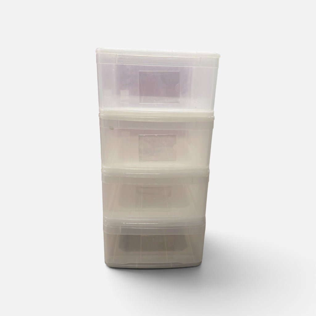 Case of 4 The Container Store Iris Large Clear Stacking Drawers 16" x 20" x 32"
