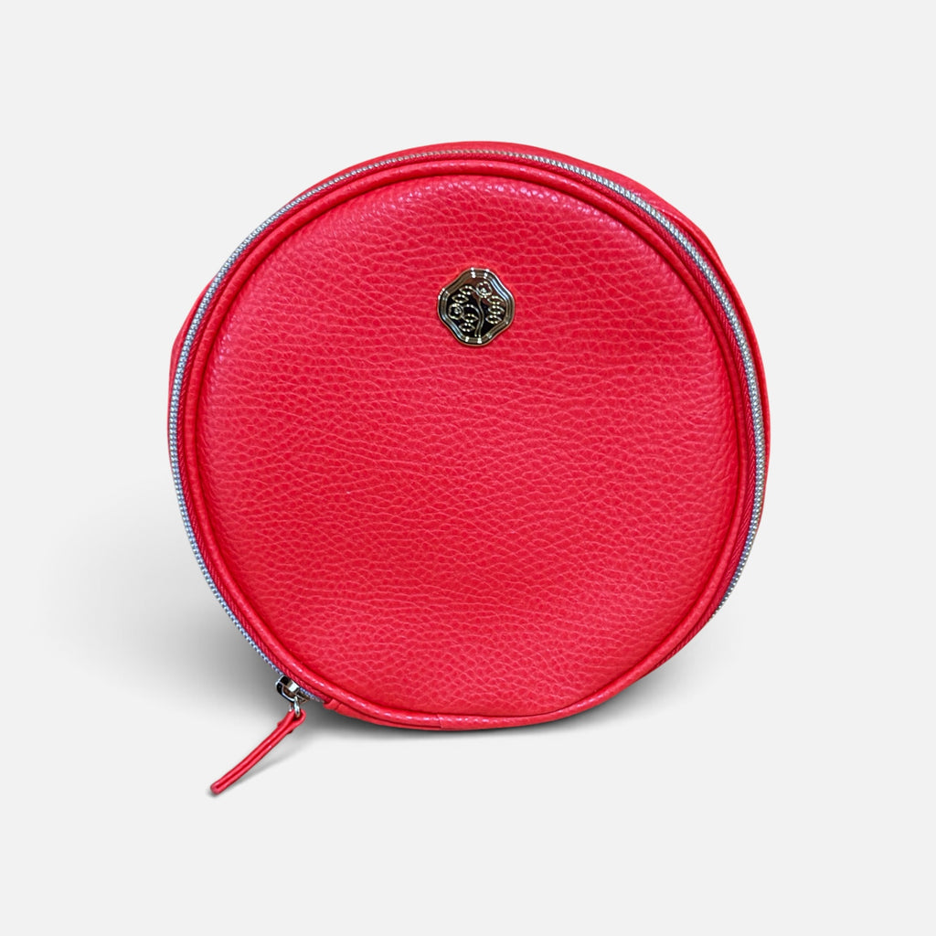 Shiseido Red Faux Leather Makeup Pouch 7"D