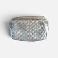 La Prairie Silver Woven Leather Cosmetic Clutch 8" x 4"