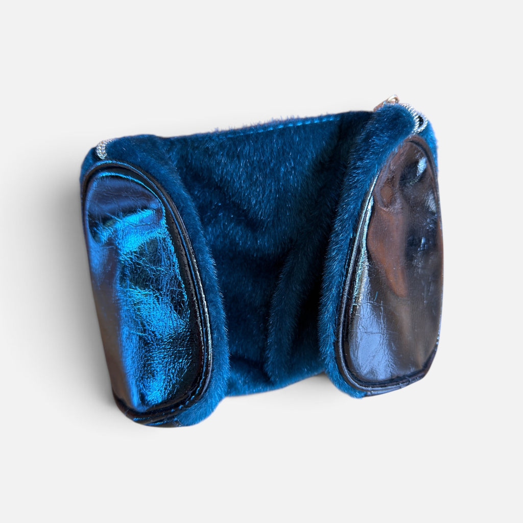 Green Faux-Fur Lancôme Paris Cosmetic Bag 6" x 5"