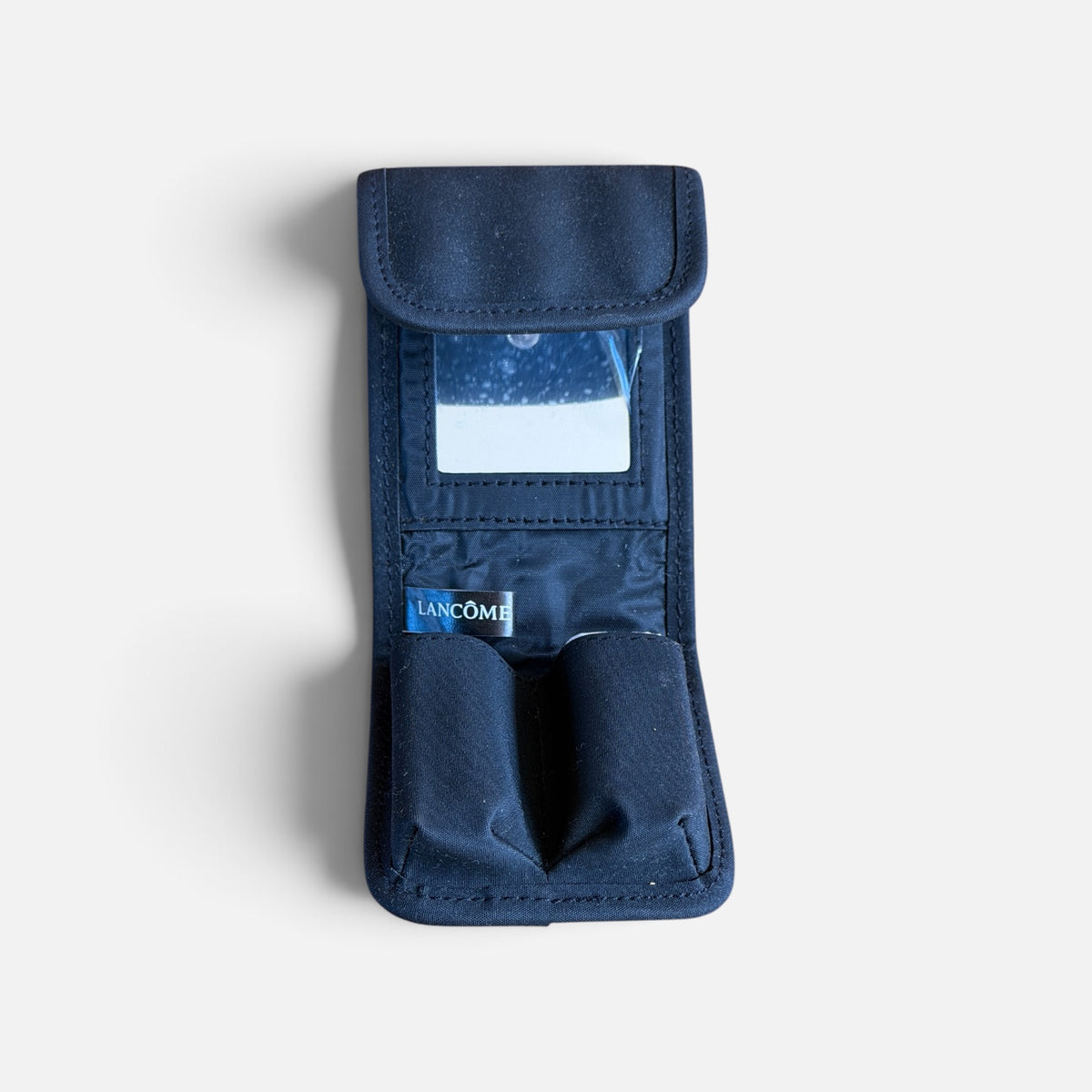 Black Fabric Lancôme Two-lipstick Mirror Case