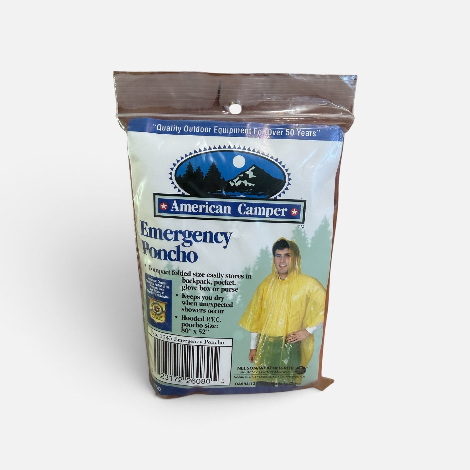 Vintage American Camper Emergency Poncho One Size 80" x 52"