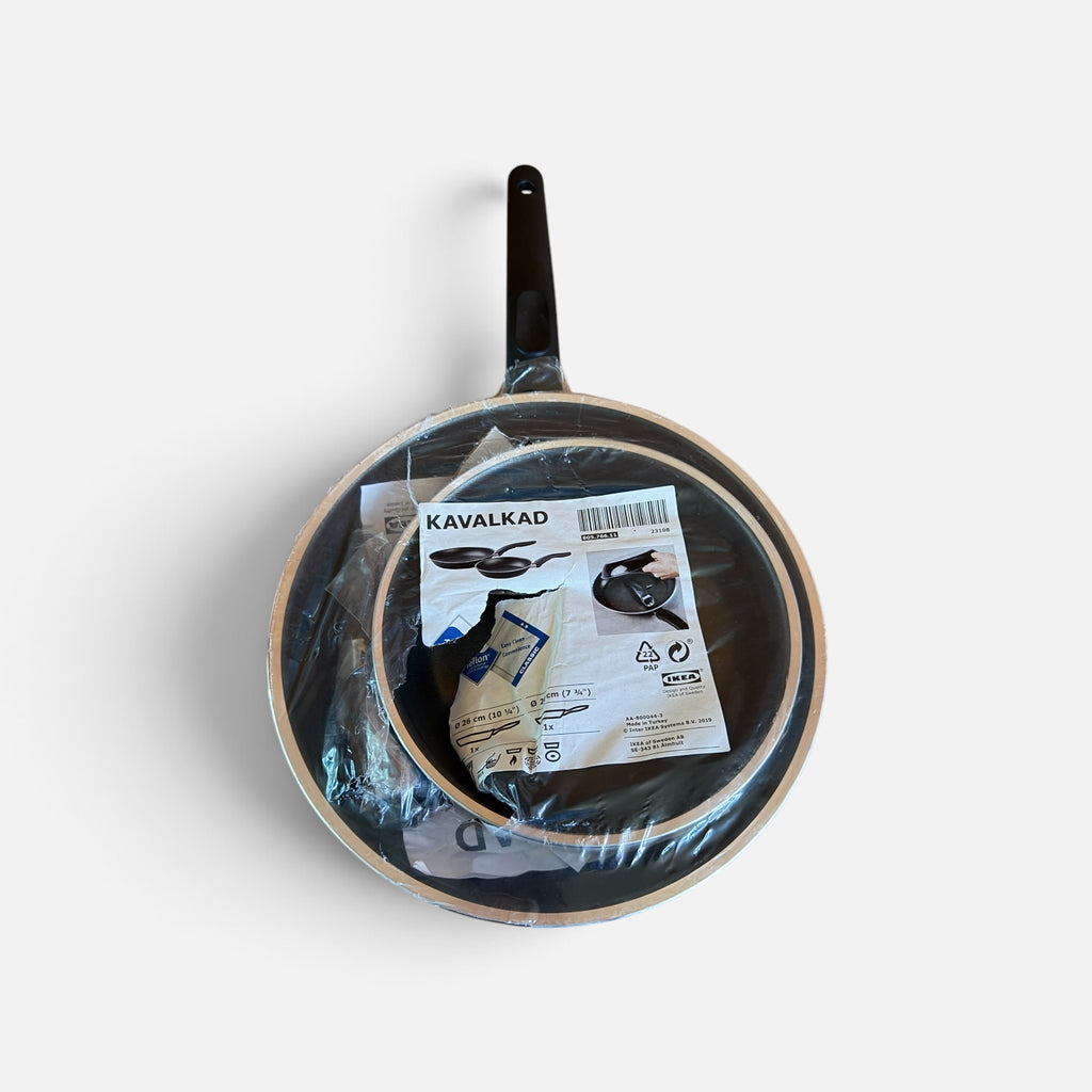 Set of 2 Black IKEA KAVALKAD Non-Stick Frying Pans 7 3/4"D & 10 1/4"D