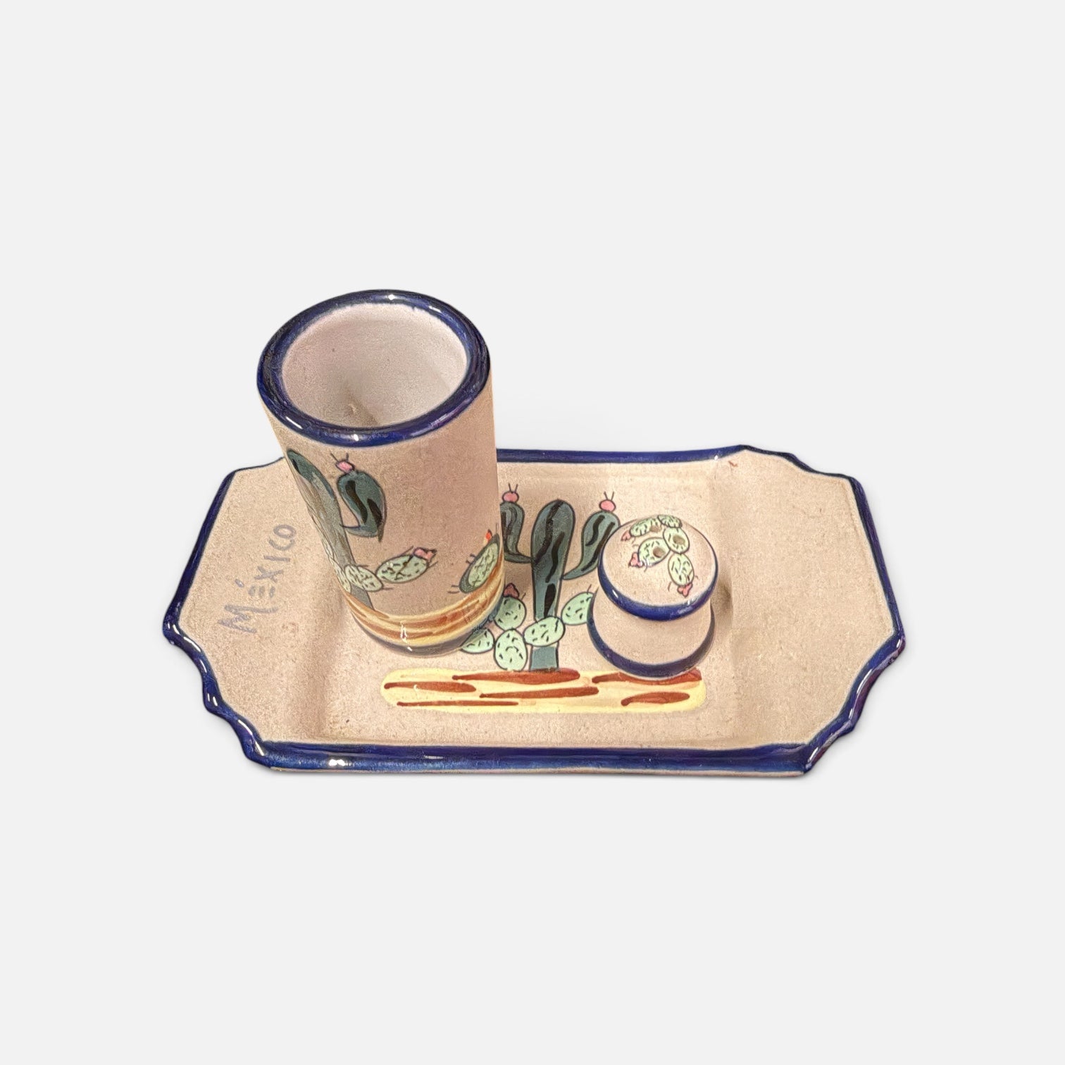 Hand-painted Mexican Stoneware Ceramic Tequila Shot Set