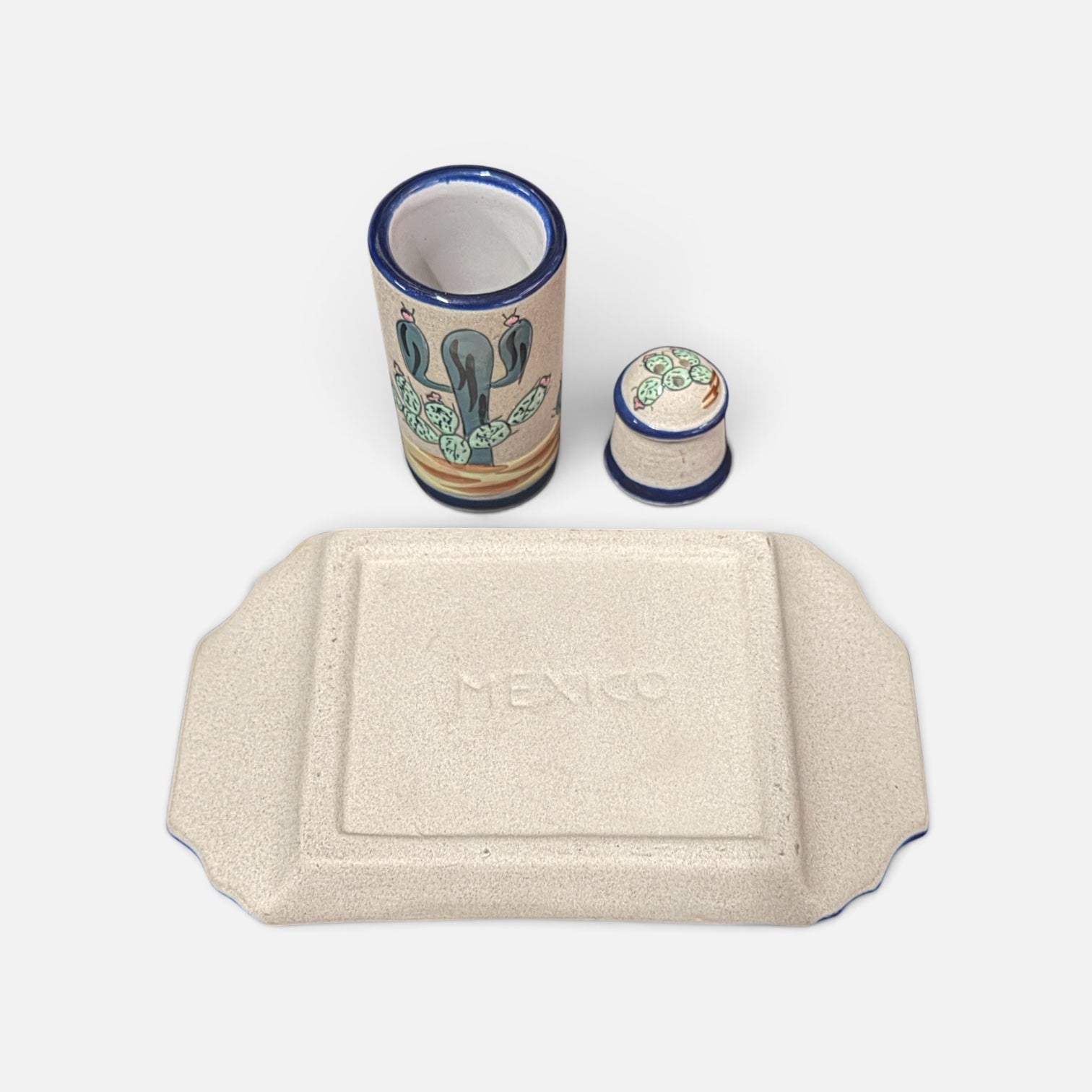Hand-painted Mexican Stoneware Ceramic Tequila Shot Set