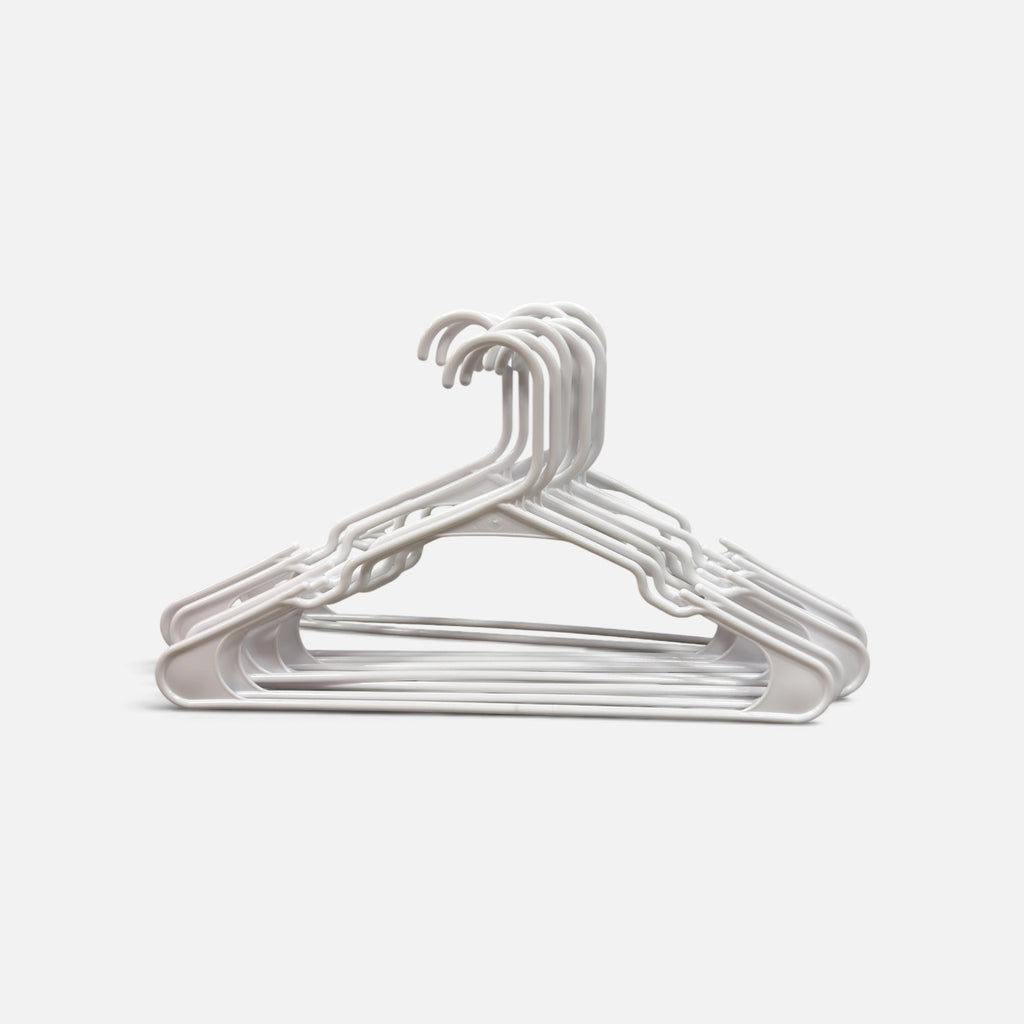 10-PacK White Plastic Hangers Heavy-Duty & Long Lasting