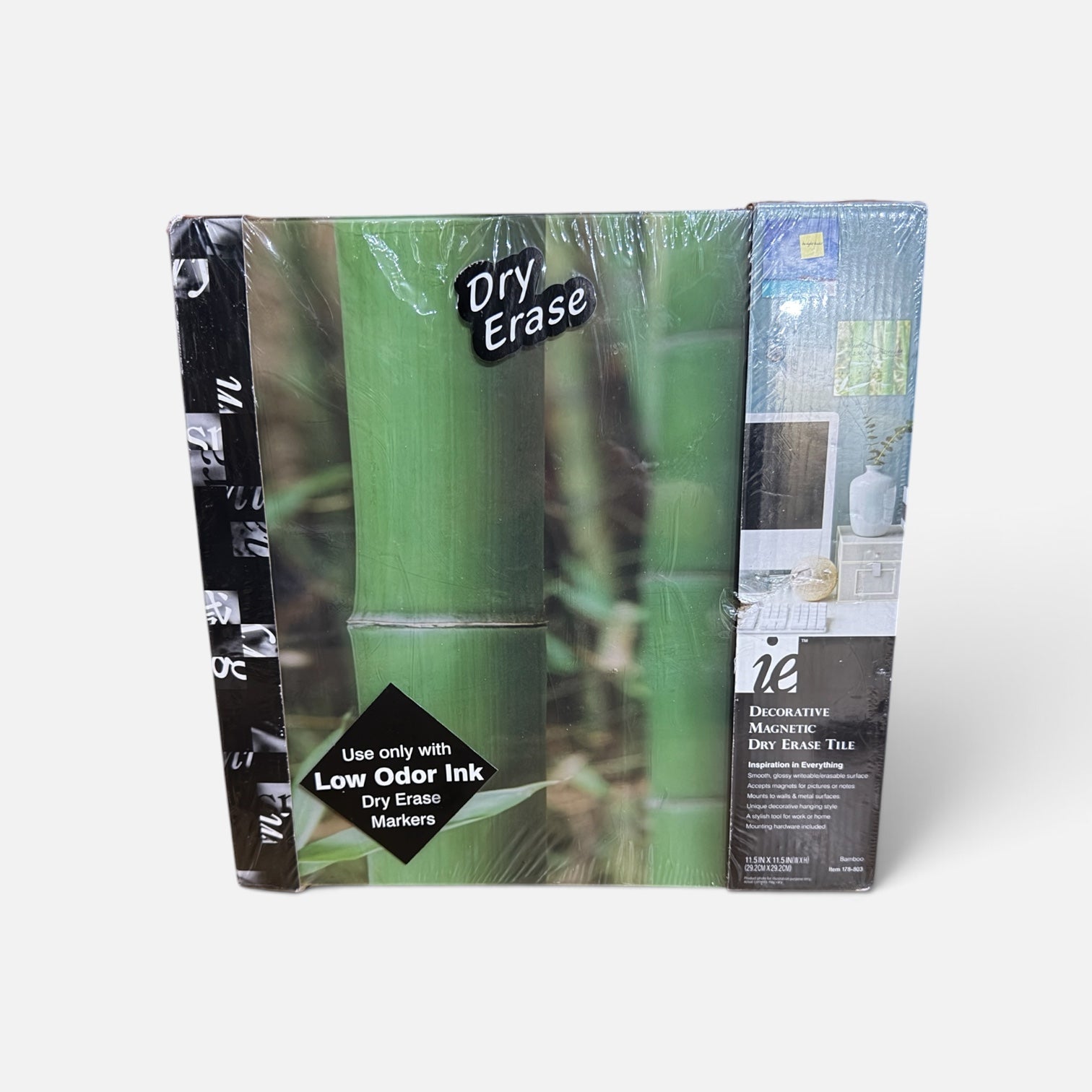 Decorative Magnetic Dry Erase Tile by Inspiration is Everything Green Bamboo Nature Theme 11.5" x 11.5" x 1.5"