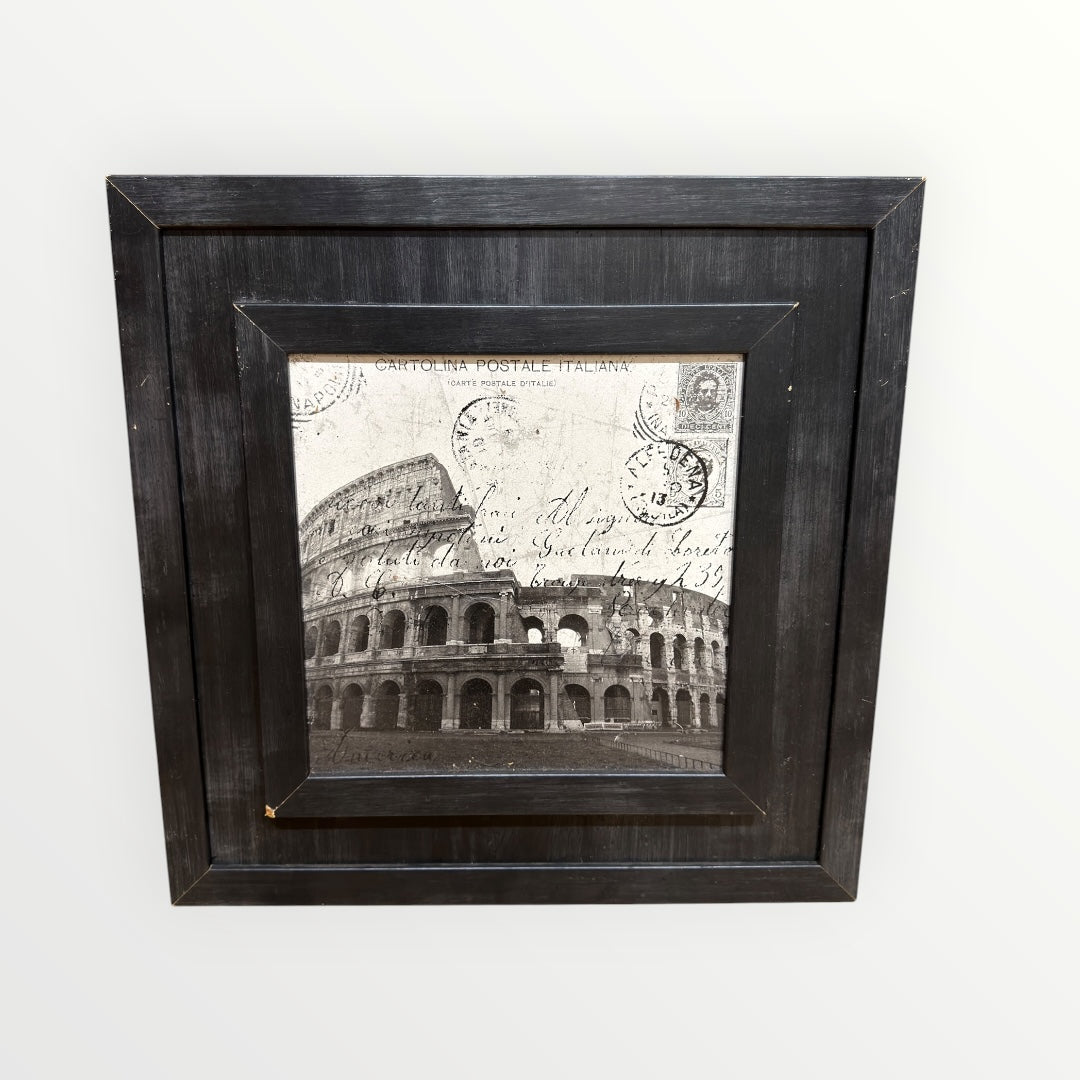 Custom Framed Wood Plaque "Vintage Roma" by Carole Steven 20" x 20"