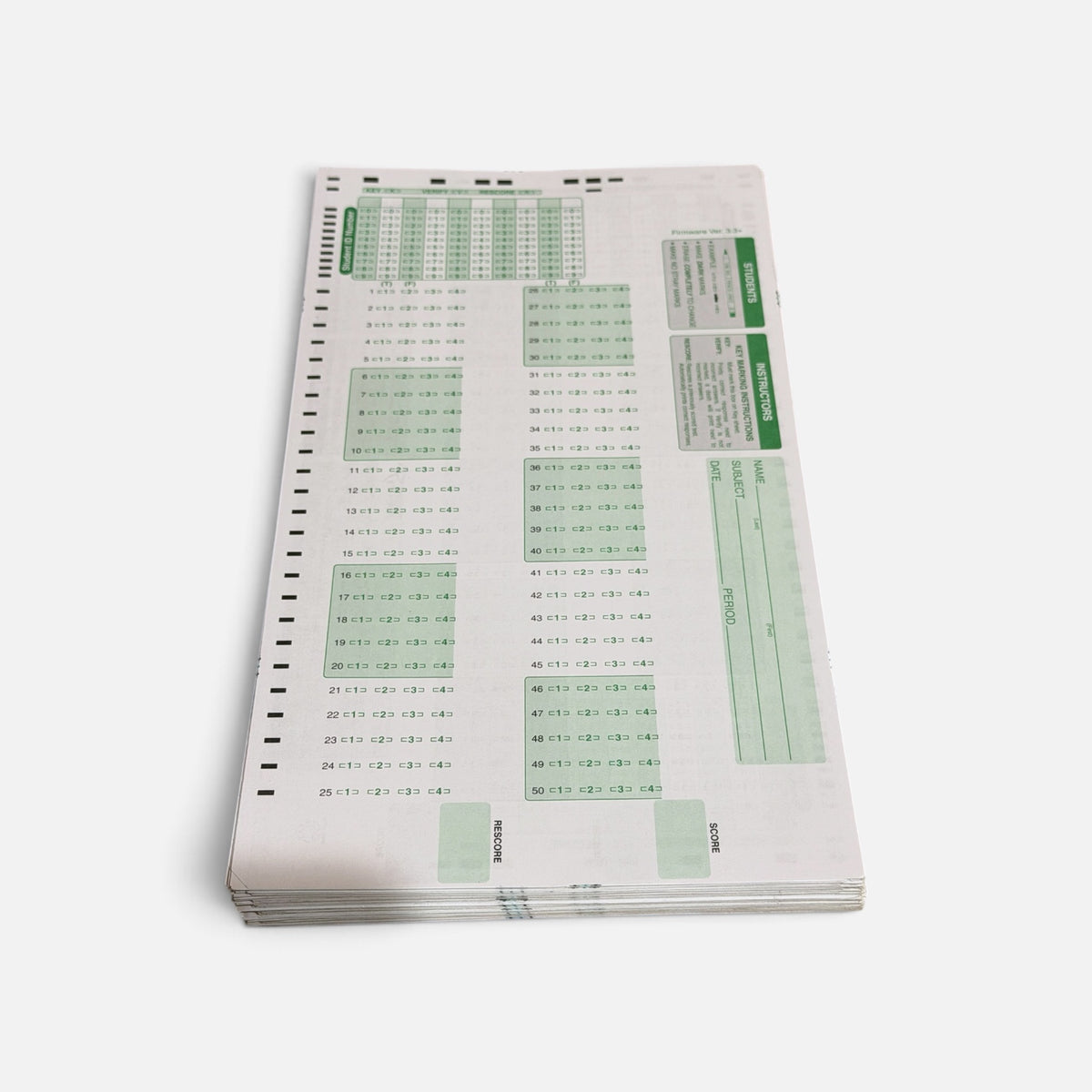 50Q AccuScan Test Answer Sheet #28330- 6 Pack
