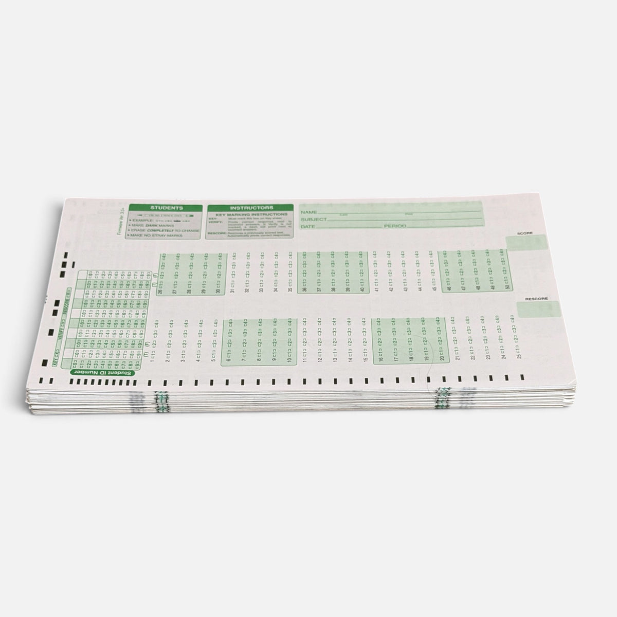 50Q AccuScan Test Answer Sheet #28330- 6 Pack