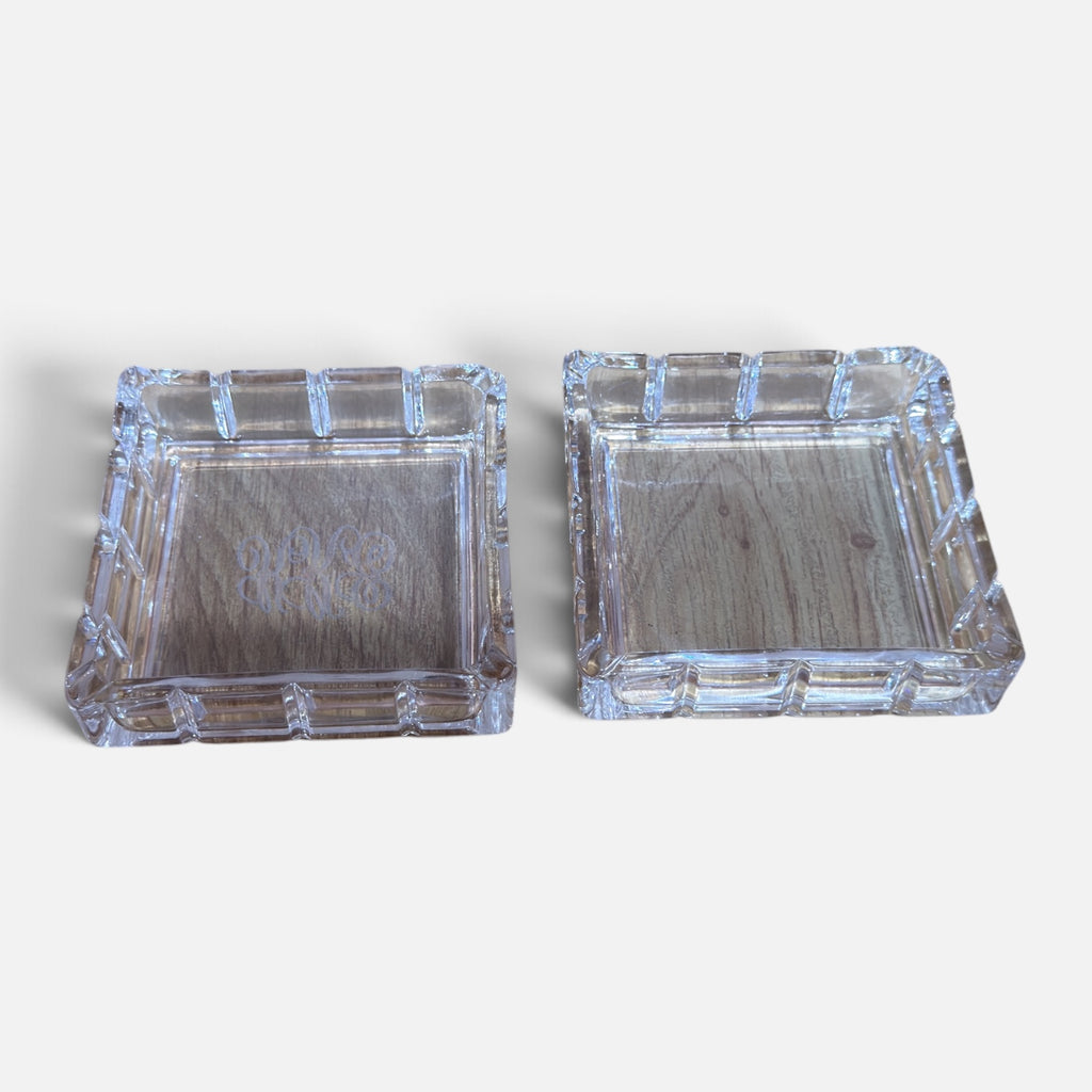 Vintage Crystal Trinket Box Set 3.5" x 3.5" x0.75"