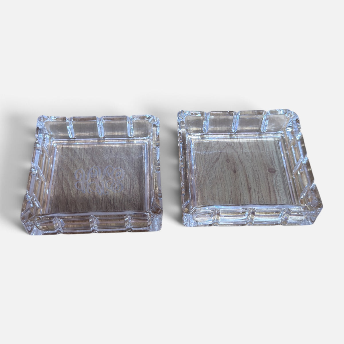 Vintage Crystal Trinket Box Set 3.5" x 3.5" x0.75"