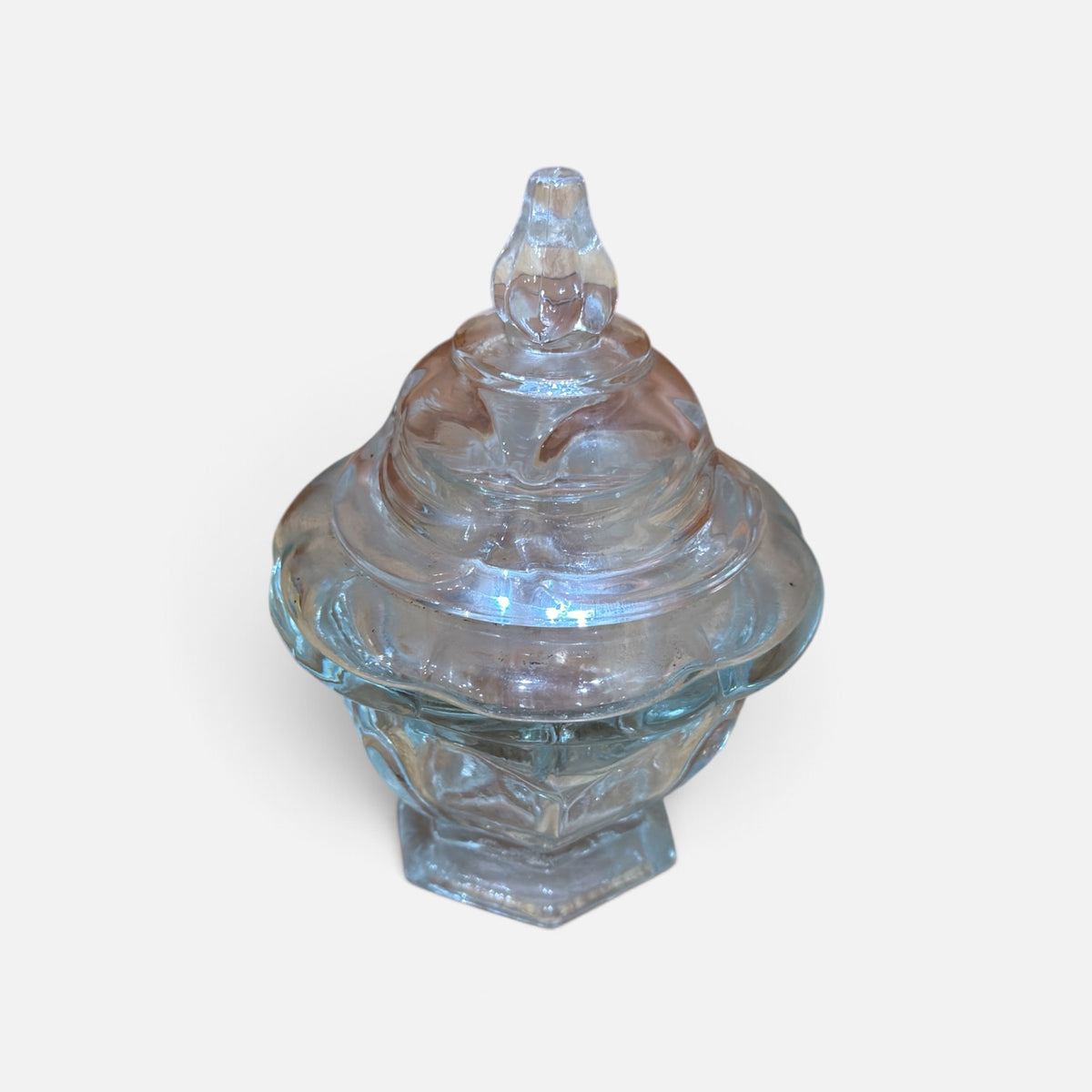 Vintage Avon Castleford Collection Glass Apothecary and Trinket Jar with a Matching Lid 5"H