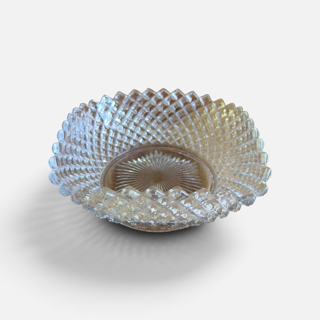 6" Square Pressed Glass Bowl English Hobnail Clear (Round Base) by Westmoreland Crafted in USA
