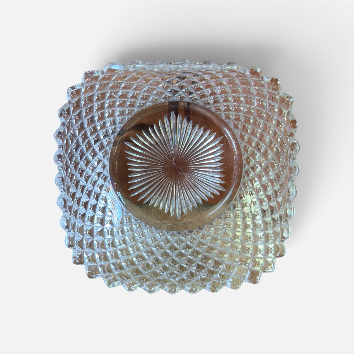 6" Square Pressed Glass Bowl English Hobnail Clear (Round Base) by Westmoreland Crafted in USA