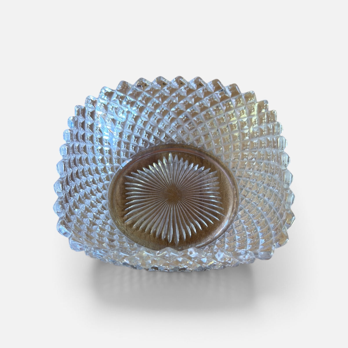 6" Square Pressed Glass Bowl English Hobnail Clear (Round Base) by Westmoreland Crafted in USA