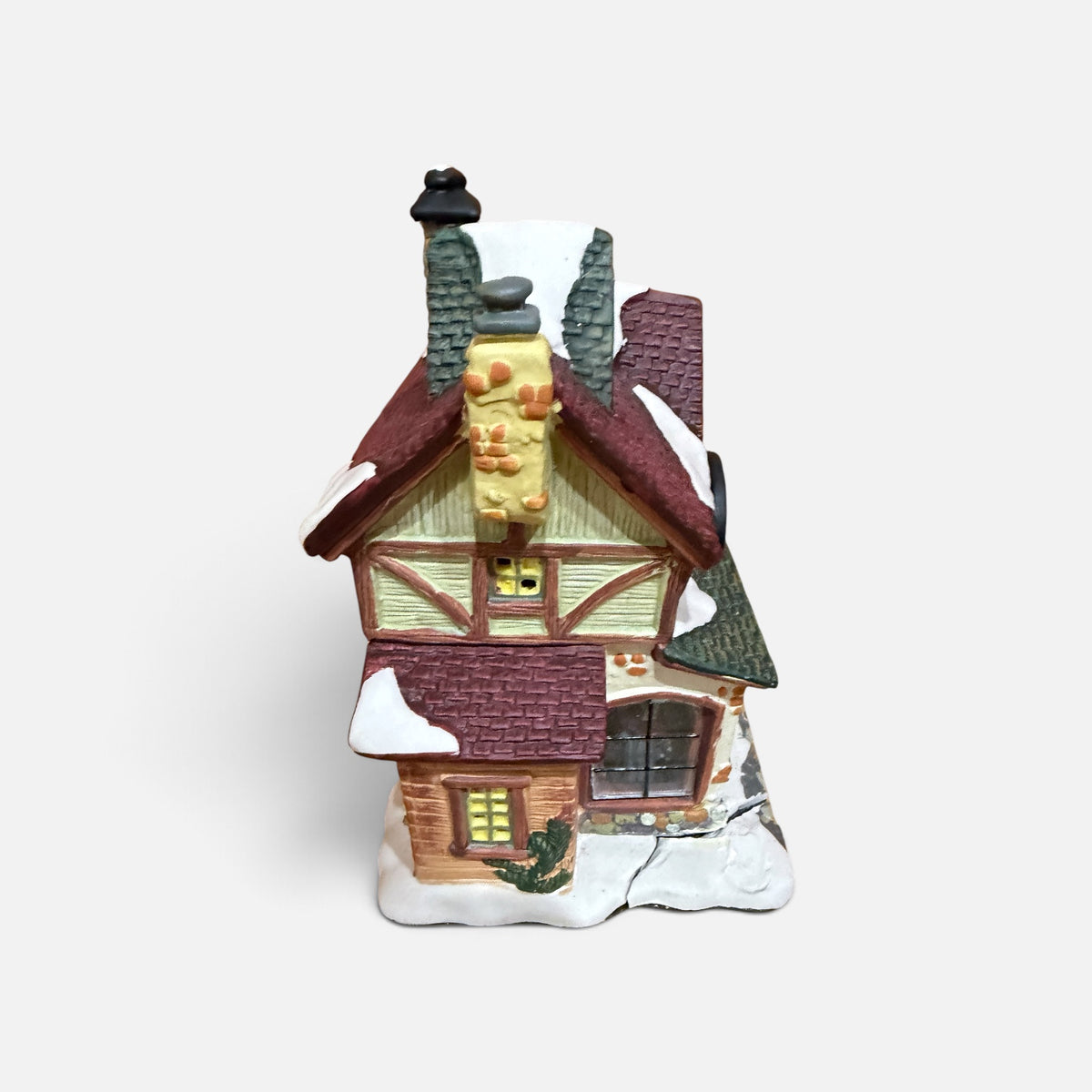 Vintage Christmas Village General Store Ceramic House 7"L x 6.5"W