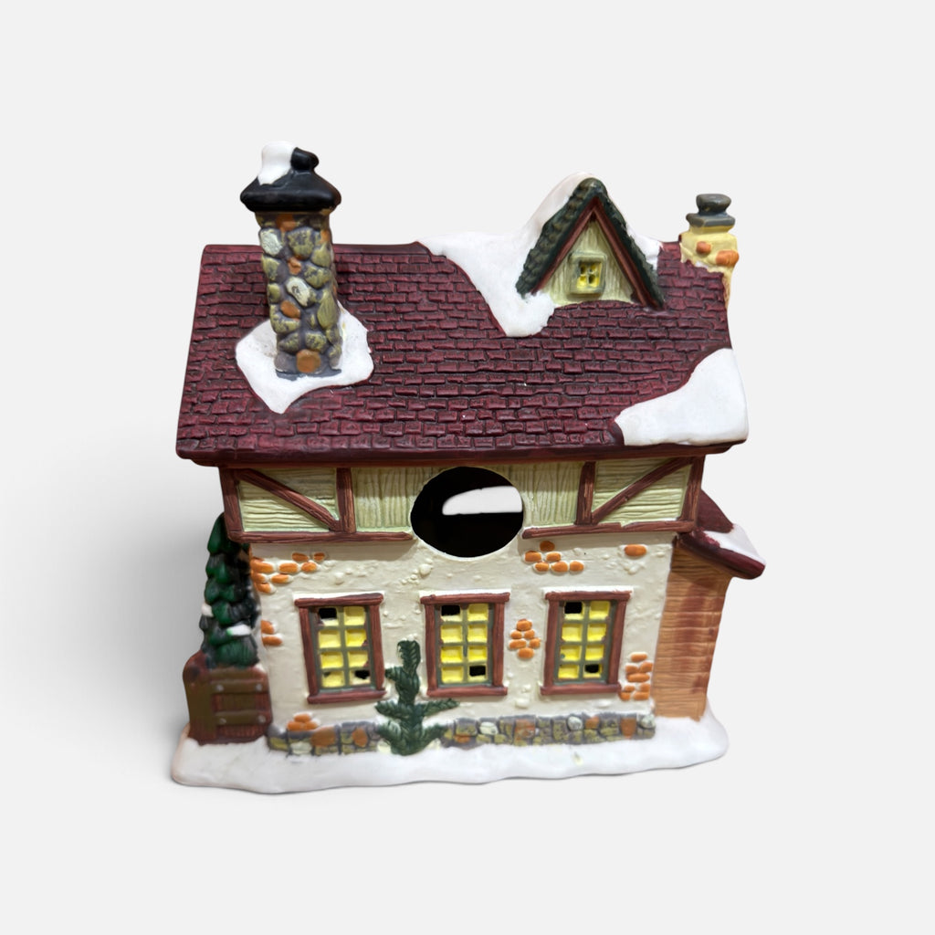 Vintage Christmas Village General Store Ceramic House 7"L x 6.5"W