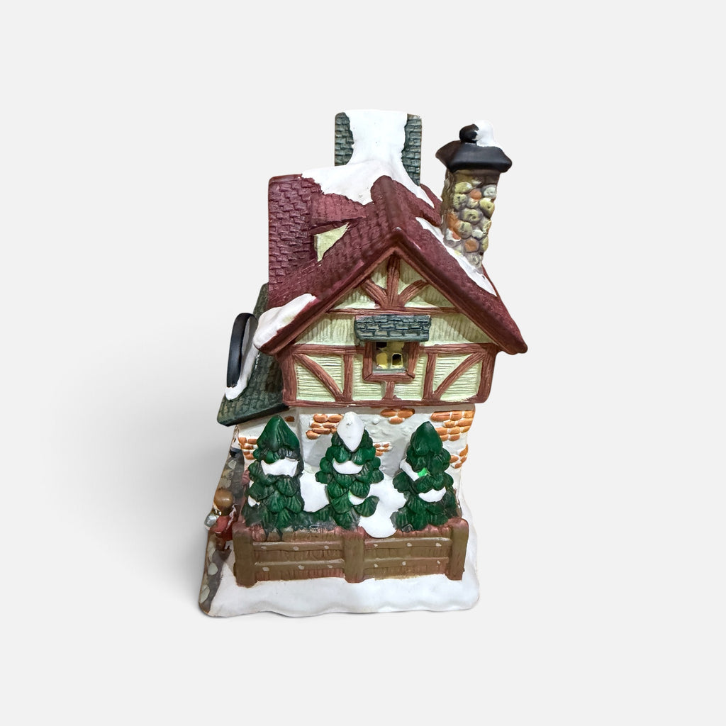 Vintage Christmas Village General Store Ceramic House 7"L x 6.5"W