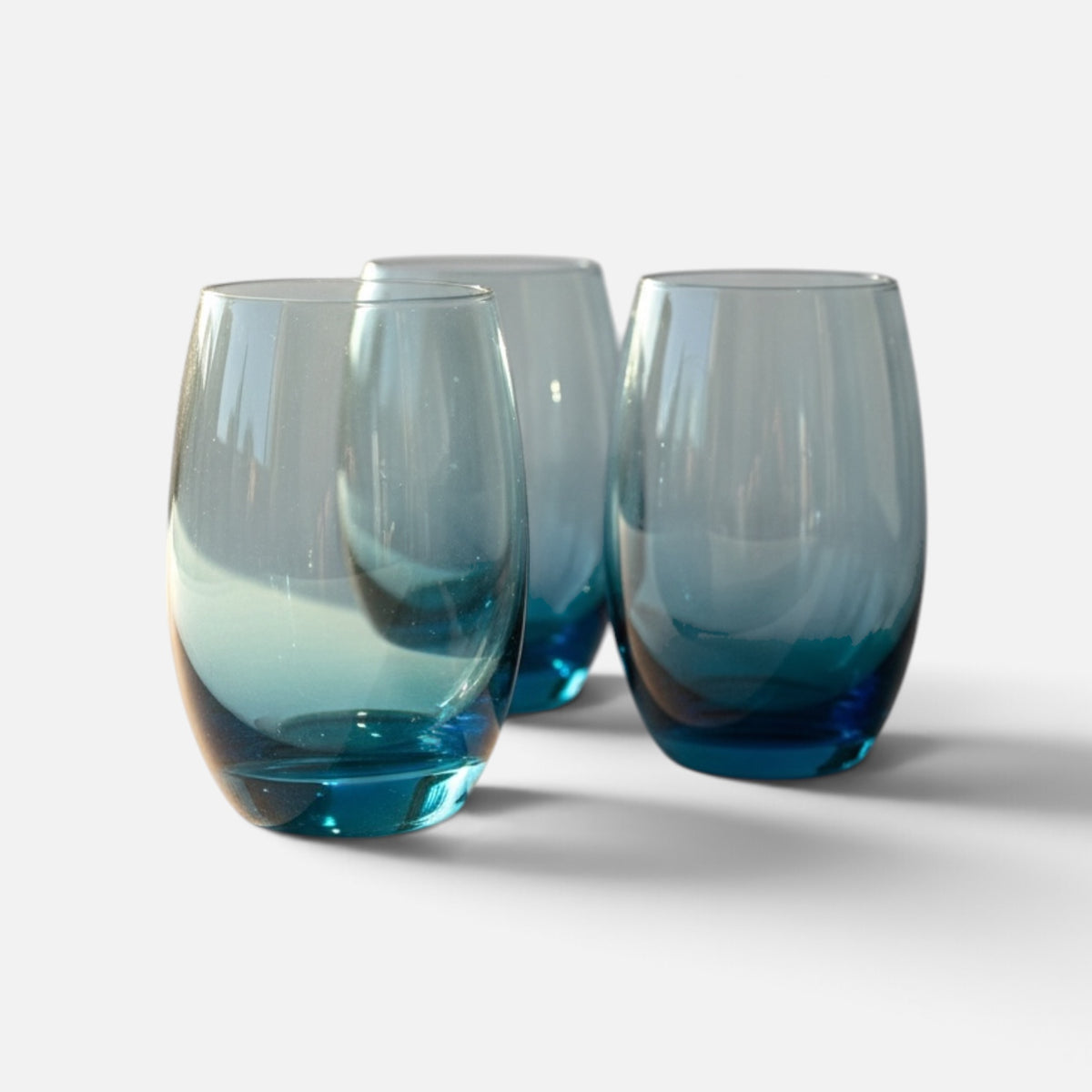 Talianna Ombré 3-Piece Stemless Wine Glass Set Sky Blue *Volunteer Exclusives*
