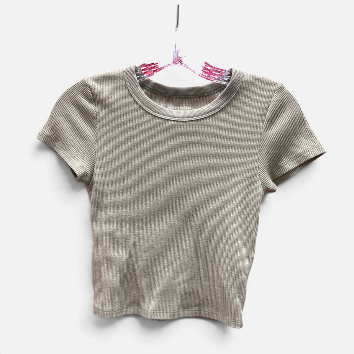 American Eagle Outfitters Baby Tee Green Size: PS