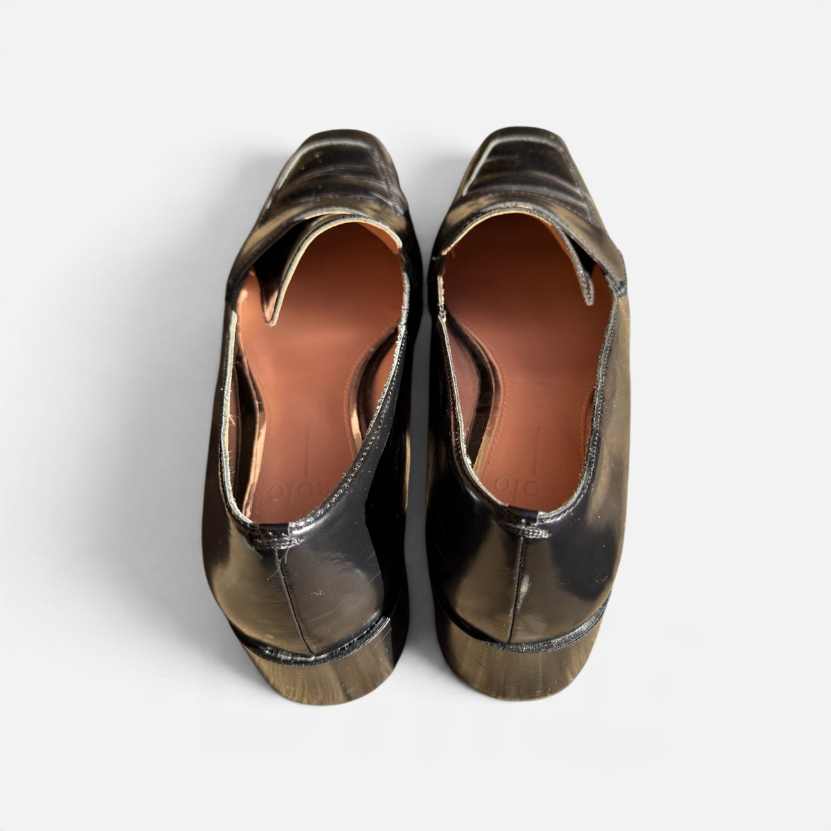 Linea Paolo Black Leather Square-toe Penny Loafers Size: 6