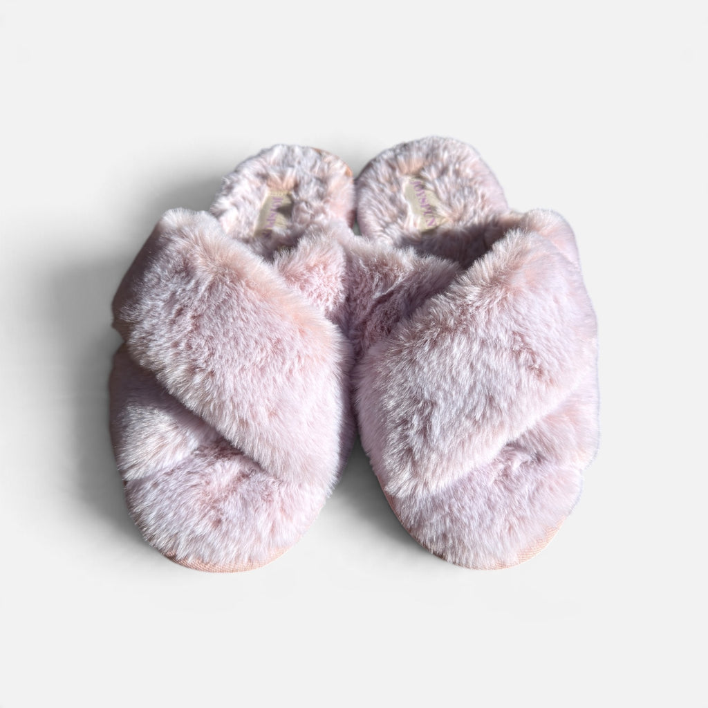 Joyspun Women's Faux Fur X-Band Slippers Pink Size: 8