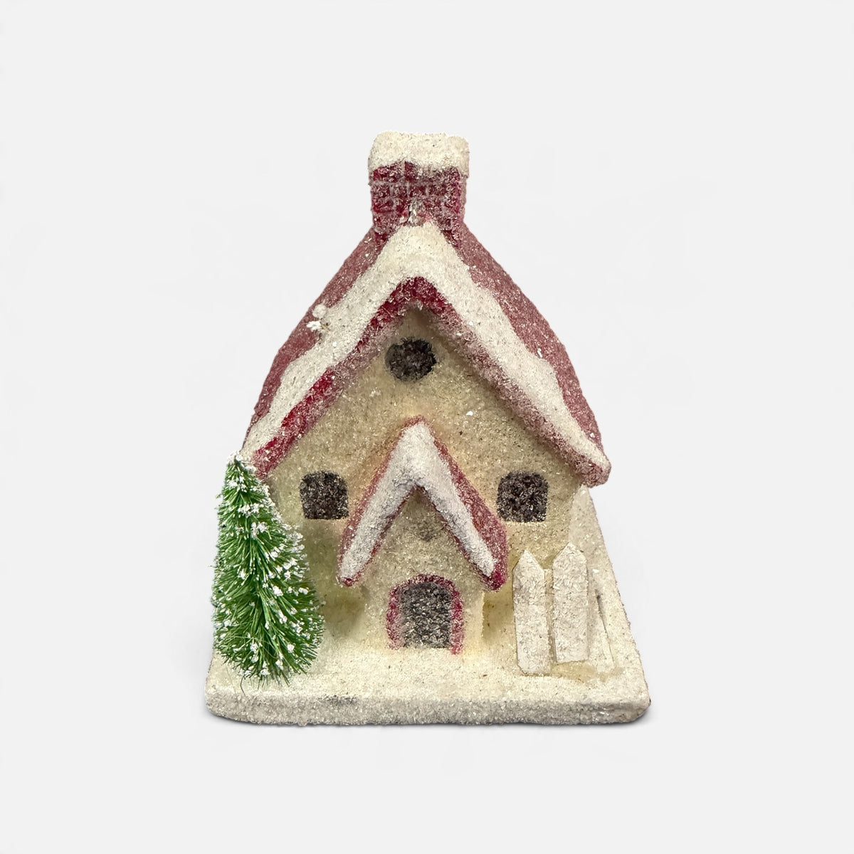 Vintage-style Putz Christmas Mini House 4"H