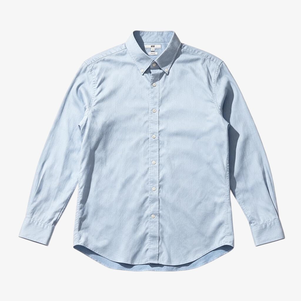 Uniqlo Men’s Slim Fit Oxford Shirt Light Blue 100% Cotton Button Down Size:L