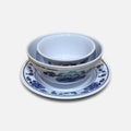 Set of 3 Thunder Group Blue and White Floral-Patterned Melamine Dinnerware