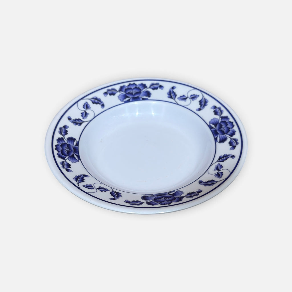 Set of 3 Thunder Group Blue and White Floral-Patterned Melamine Dinnerware