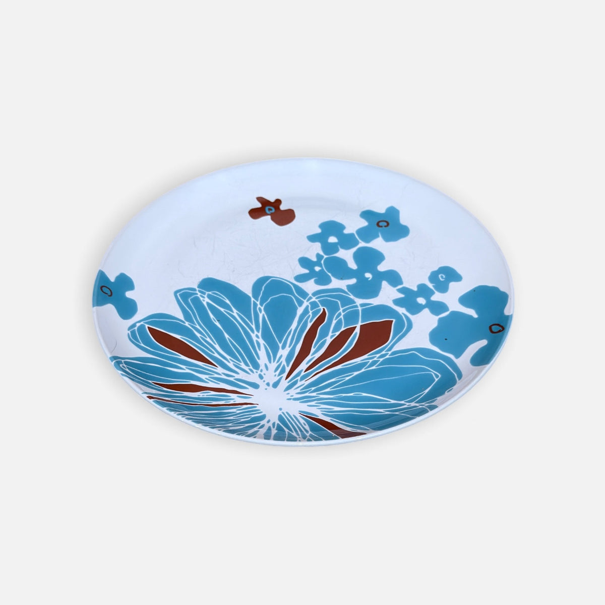 IKEA Bullra 10 5/8-inch Dinner Plate - Turquoise and Red Floral Pattern