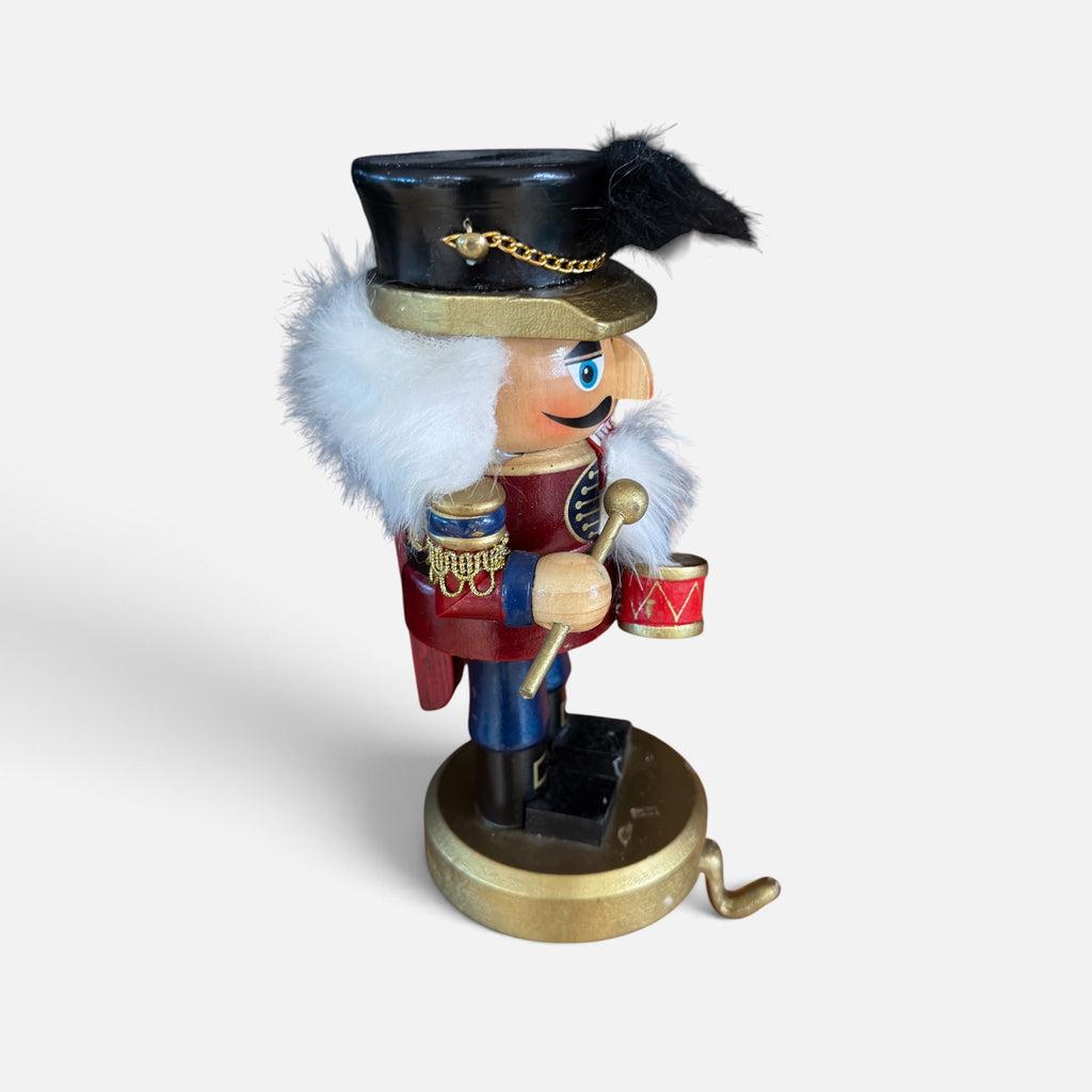 Vintage Wooden Nutcracker Stocking Holder 3.5" × 4" × 8"