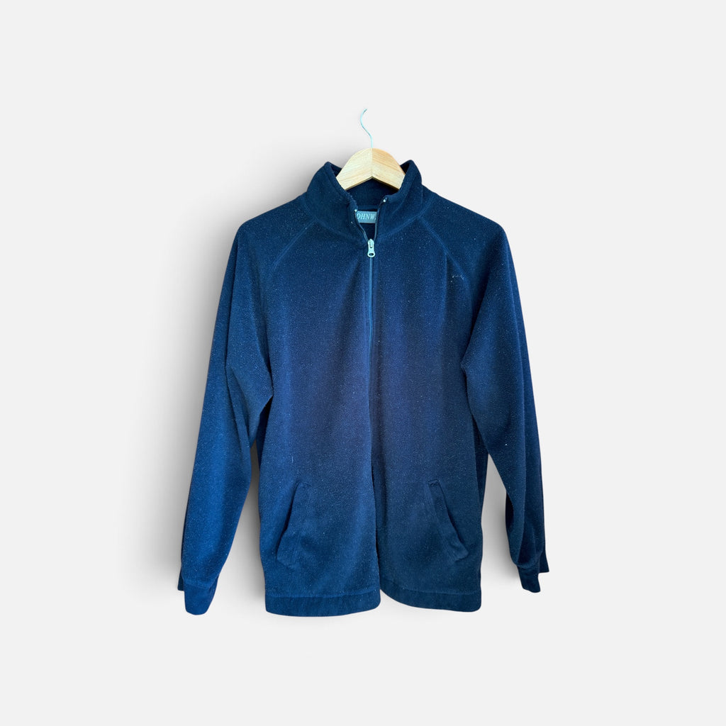 Johnwan Men's Classic Full-zip Navy Blue Fleece Jacket Size: XL