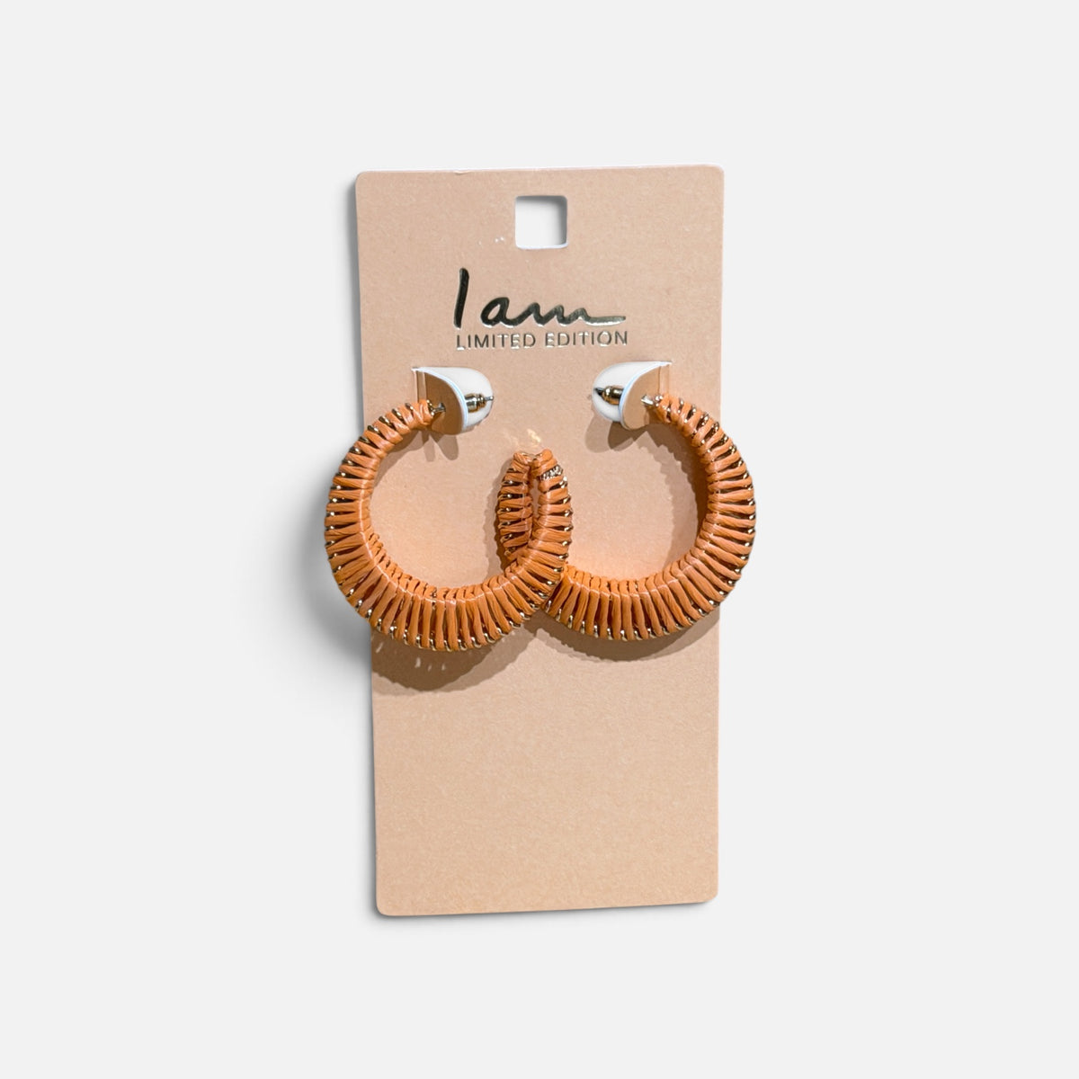 "I AM Limited Edition" Orange-Brown Hand Woven Rattan Semi-Circle Hoop Earrings-Limit One Per Person *Volunteer Exclusives*