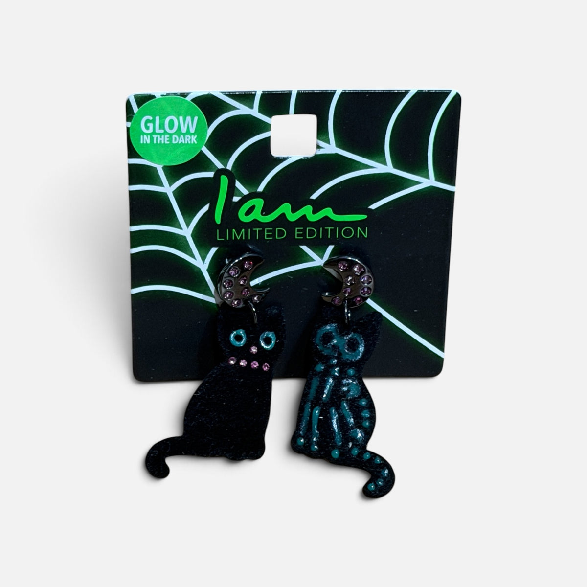 "I Am Limited Edition" Glow-in-the-Dark Halloween Cat and Skeleton Cat Earrings *Volunteer Exclusives*