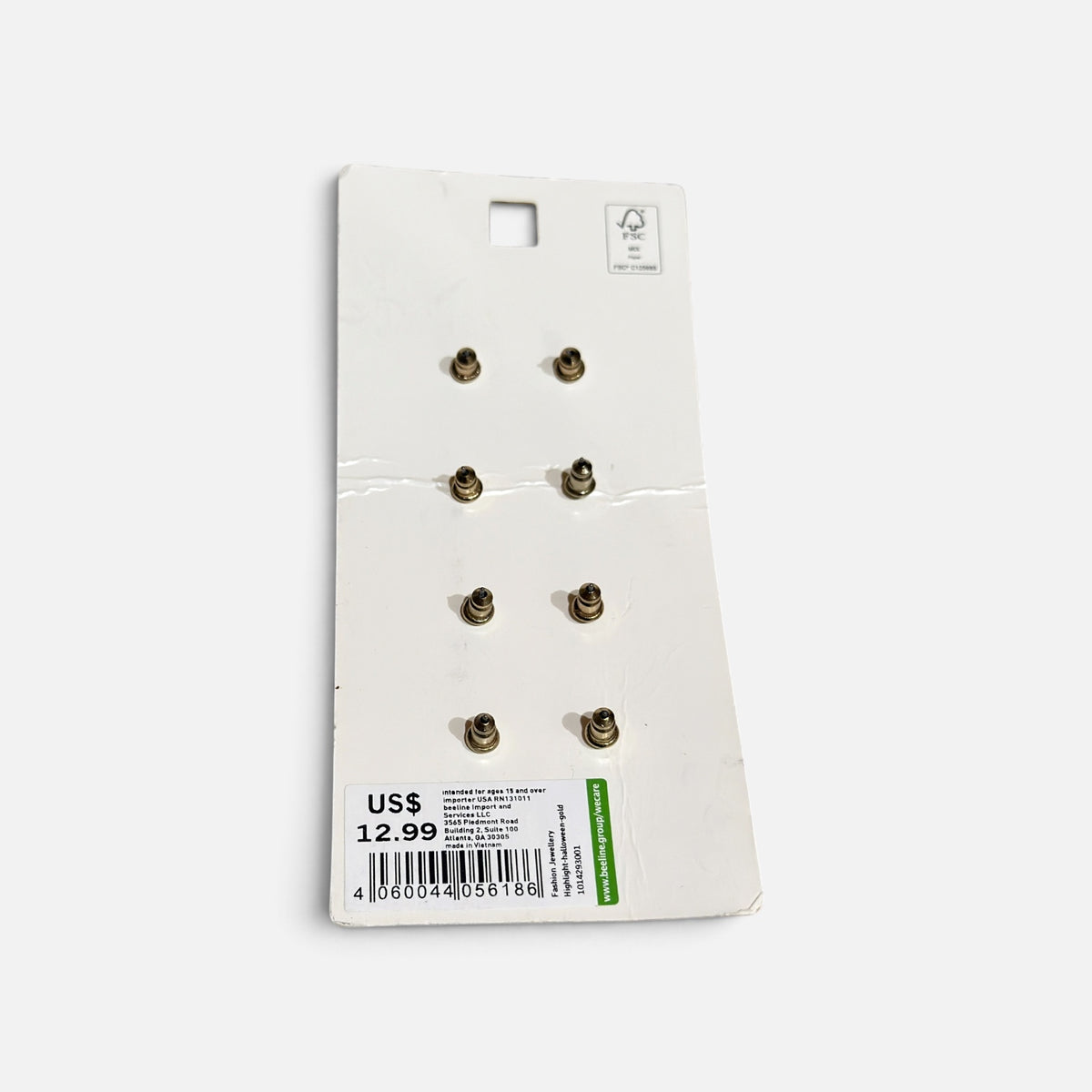 "I am Limit Edition" Halloween-themed 3-pair Stud Earring Set ("BOO" Lettering, Jack-o'-Lantern Pumpkins, White Ghosts)