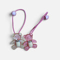 Set of 2 Sparkle Teddy Bear Rhinestone Glitter Hair Elastics Pink & White