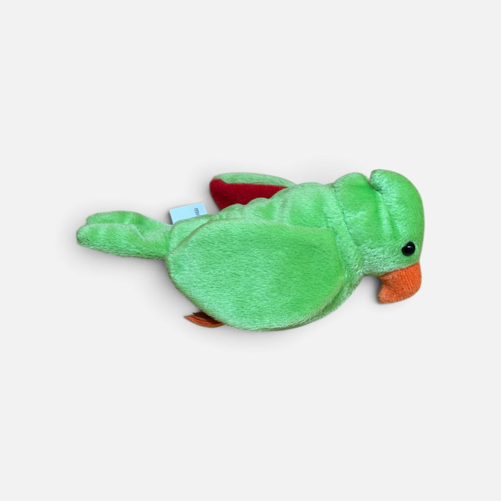 Vintage Birthday Express Mini Green Parrot Plush Beanbag 6"