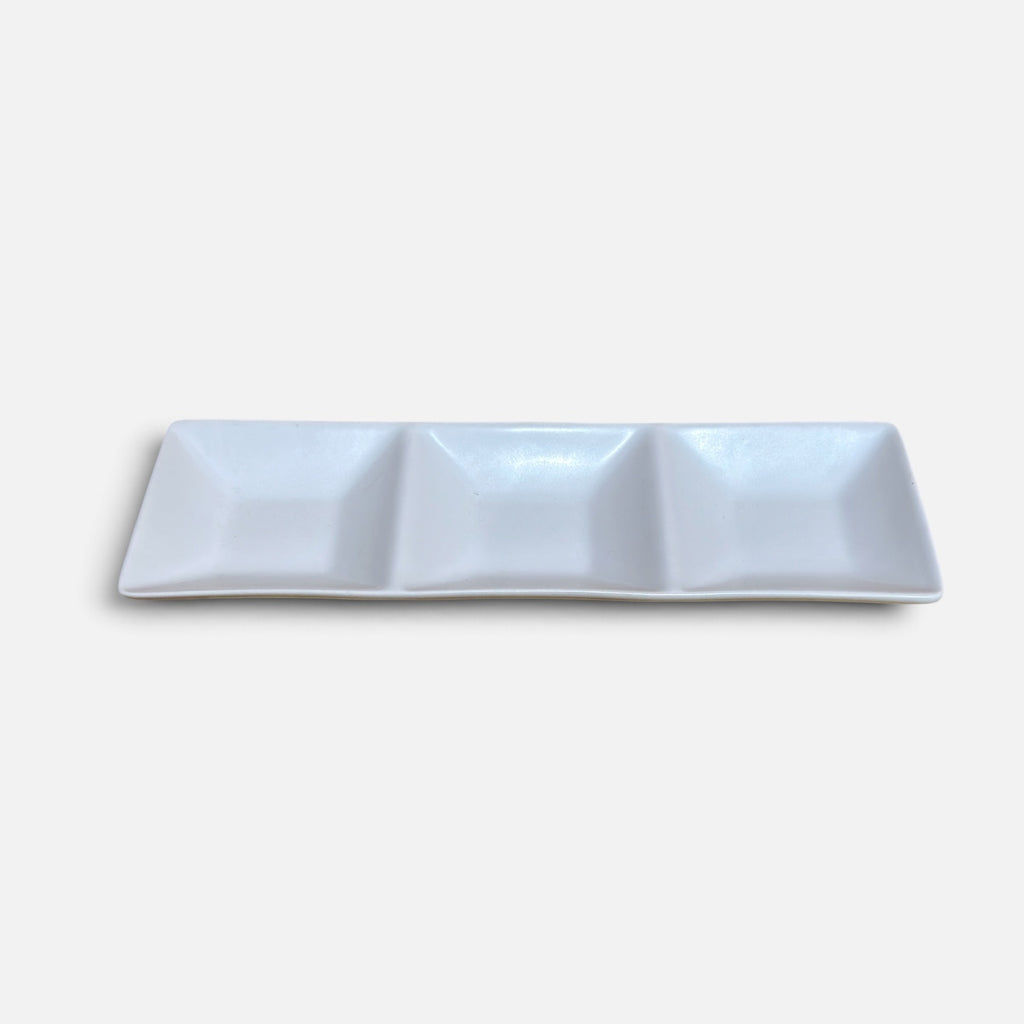 Ivory Ceramic 3-section Serving Tray 10.25' x 3.25" x 0.75"