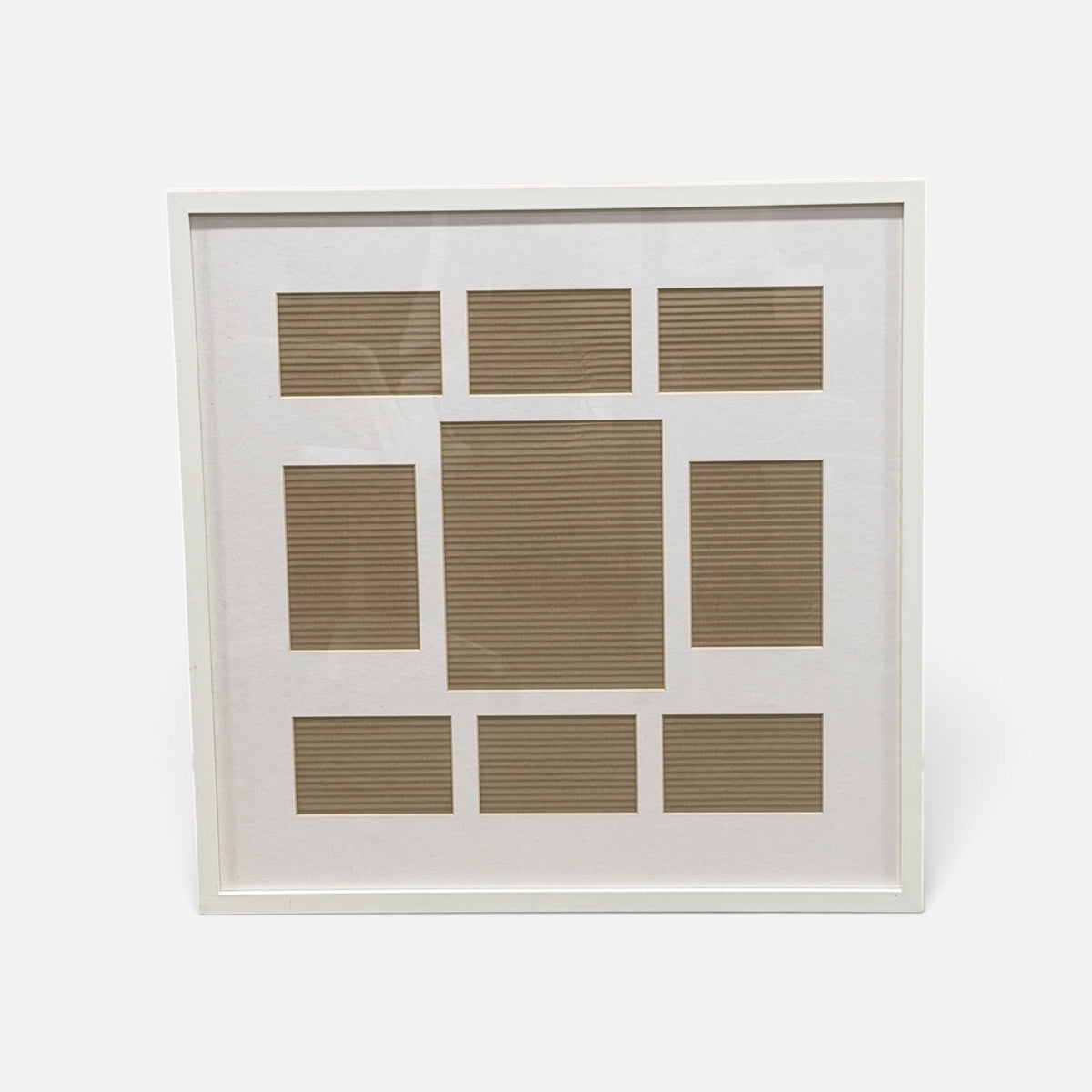 Pottery Barn Wood Gallery 9-Opening Frame - Mixed Photo Sizes White 25" x 25"
