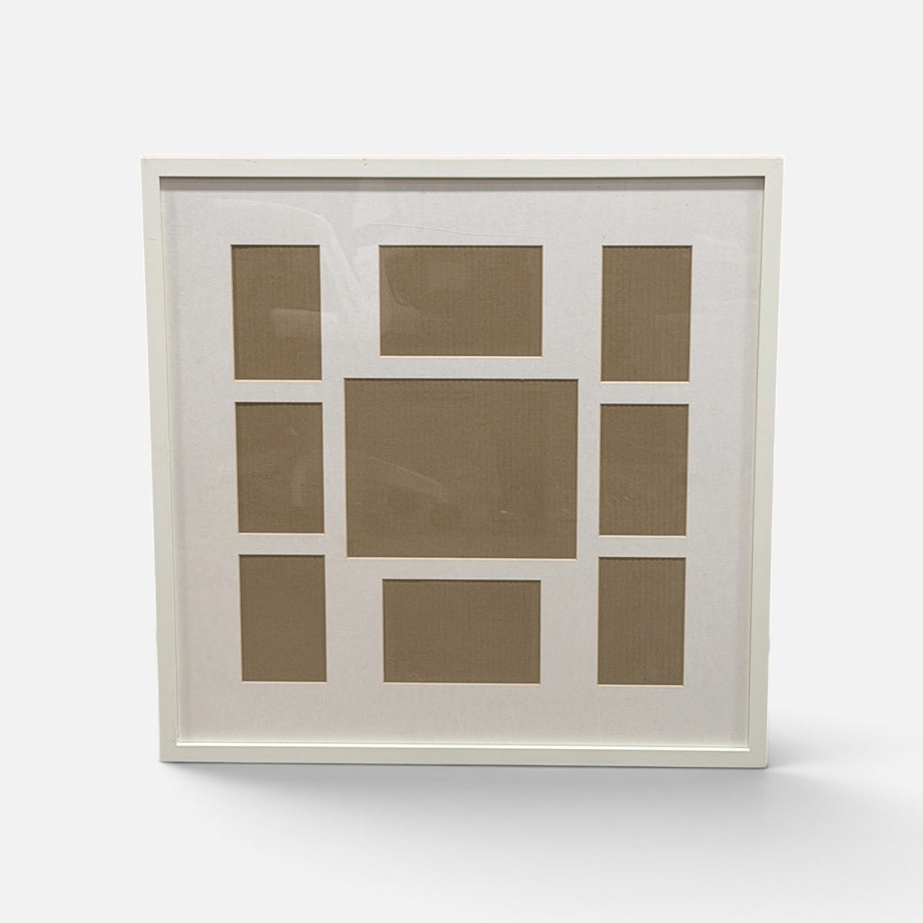 Pottery Barn Wood Gallery 9-Opening Frame - Mixed Photo Sizes White 25" x 25"