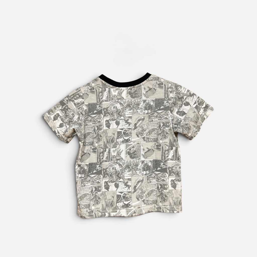 Marvel Boys Gray Short Sleeve Crewneck Ringer Graphic Tee Hulk Iron Man Thor Size: 5