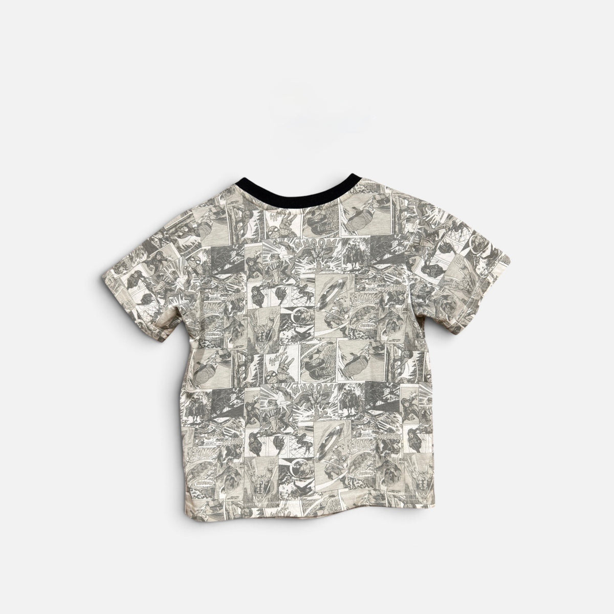 Marvel Boys Gray Short Sleeve Crewneck Ringer Graphic Tee Hulk Iron Man Thor Size: 5