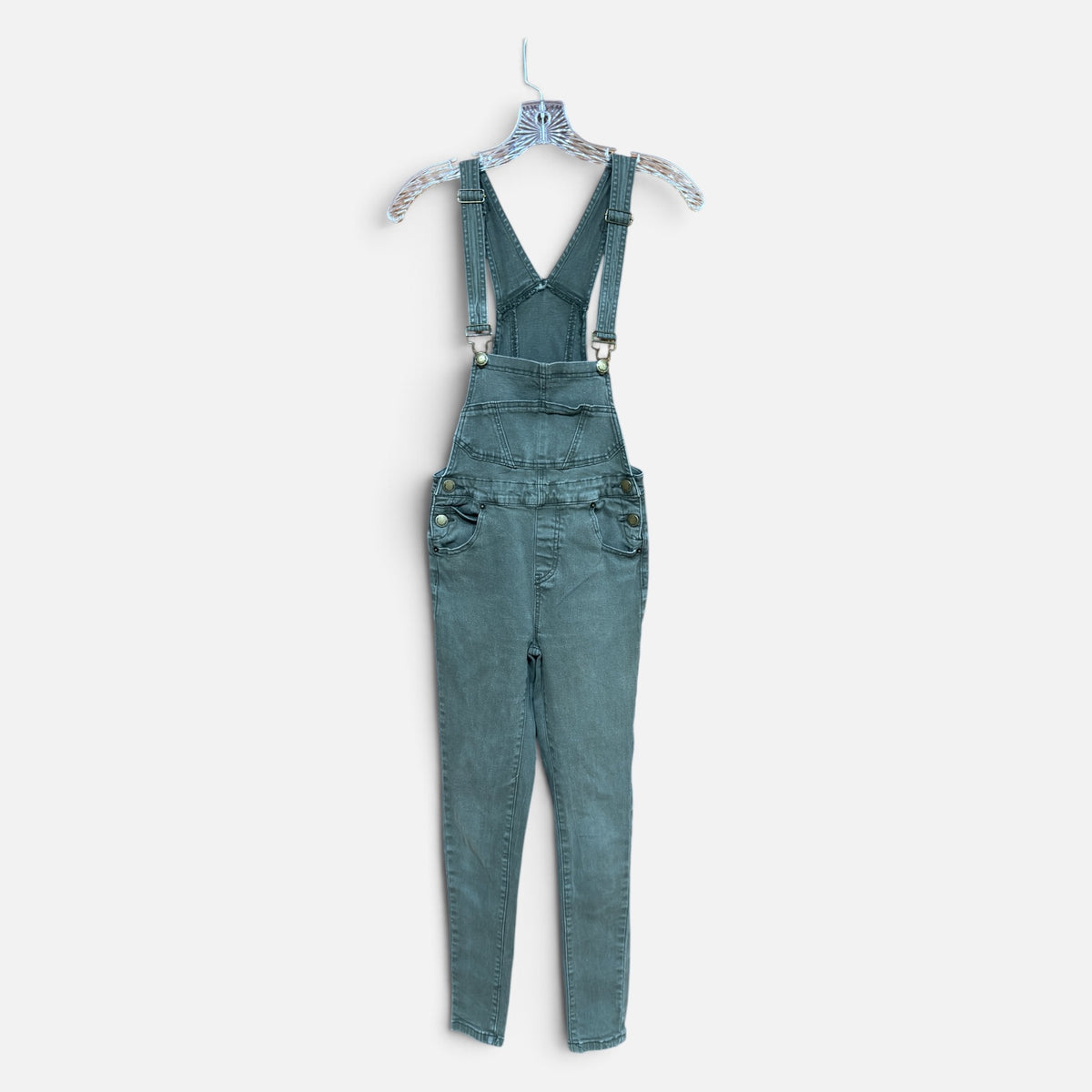 Women's American Bazi Skinny Denim Overalls Olive Size: XS