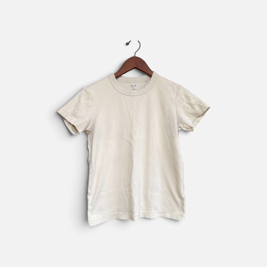 UNIQLO Women's Crew Neck T-Shirt Cream Size: S